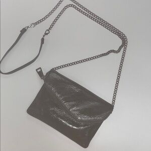 HOBO Black Leather Crossbody / Wristlet Bag with Chain Strap